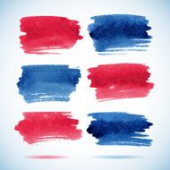 Brushstroke banners Ink red and blue watercolor spot backgrounds Template N4