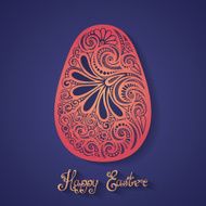 Vector Holiday Ornate Easter Egg with Inscription Happy N2