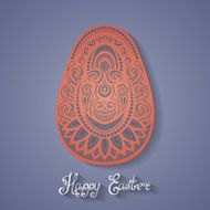 Vector Holiday Ornate Easter Egg with Inscription Happy N4