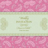 Wedding invitation pink and beige