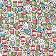 Happy dishes seamless pattern