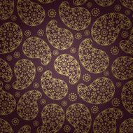 Gold and violet paisley seamless