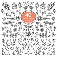 Set of 40 unique vector elements