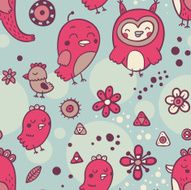 Cute pattern with red birds