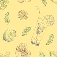 Lime and mint lemonade seamless pattern