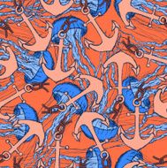 Sketch anchor and jellyfish in vintage style