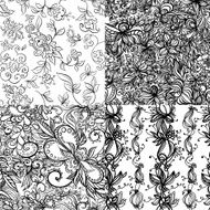 Set of fantasy abstract floral seamless patterns