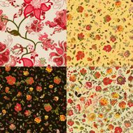 Set of vector retro floral seamless patterns