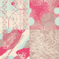 Set of abstract floral seamless patterns