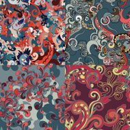 Set of abstract floral seamless patterns N3