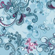 floral seamless background with swirls N6