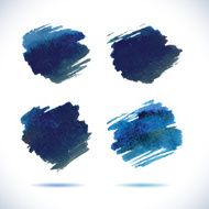 Brushstroke banners Ink blue watercolor spot backgrounds Template with shadow N2