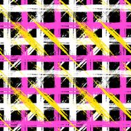 Seamless plaid pattern with bold brushstrokes and stripes