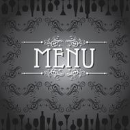 template for menu card with cutlery
