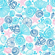 Seamless pattern with seashells on white background