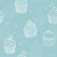 Blue sketch cupcakes pattern