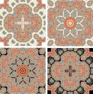 Set of decorative rosettes-stars in arabic style N12