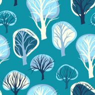 Seamless pattern with hand drawn decorative trees