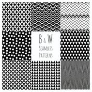 Seamless black and white geometric background set N4