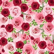 Seamless background with red and pink roses Vector illustration