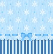Vintage winter card with bow and snowflake