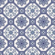 Arabesque seamless pattern in blue and grey N2