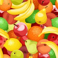 Seamless background with various fruits Vector illustration