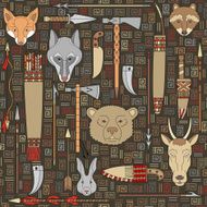 seamless pattern of Indian hunting N2