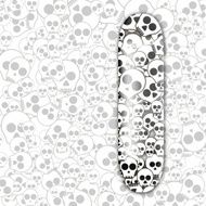 Black and white Seamless pattern with skulls skate deck N2
