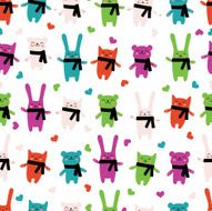 Cats rabbits and bears seamless pattern