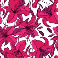 seamless pattern from blossoming lilies in retro-style N2