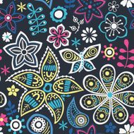 Seamless texture with flower and butterfly Endless floral pattern