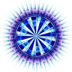 Computer generated illustration rendered fractal solar blue N2