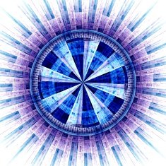 Computer generated illustration rendered fractal solar blue N3