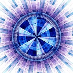 Computer generated illustration rendered fractal solar blue N4