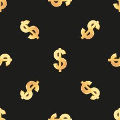 Universal vector seamless patterns tiling Finance theme with gold dollar N7