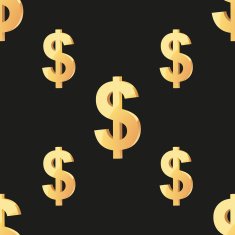 Universal vector seamless patterns tiling Finance theme with gold dollar N8