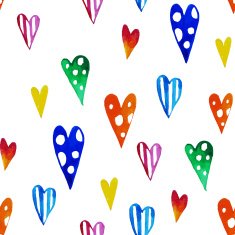 Watercolor vector colorful background with hearts