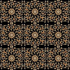 seamless background with vintage gold ornament on black