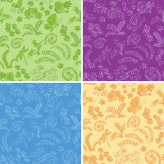 color floral seamless backgrounds with nature - vector set