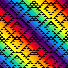 Black triangles on rainbow background