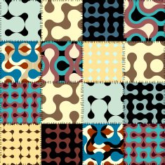 Patchwork with retro geometric patterns