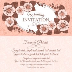Vintage wedding invitation card beige