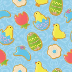 Seamless background with cute Easter themed cookies N2