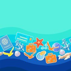 Tourism concept seamless pattern summer holiday background and place for