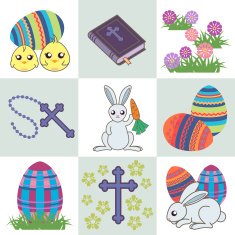 Easter Bunny with Decorated Eggs & Collection