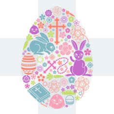 Easter Bunny with Decorated Eggs & Collection N3
