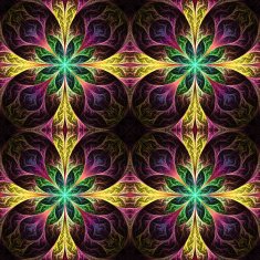 Pattern from fractal flowes in vinous green and yellow