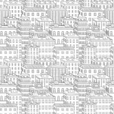 Townhouses day seamless pattern