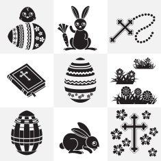 Easter Bunny with Decorated Eggs & Collection N4